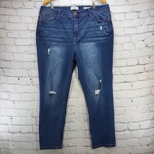 Angels Jeans Womens Plus Sz 22W Forever Convertible Skinny Distressed